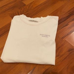 Acne studios white tee with lavender stitching